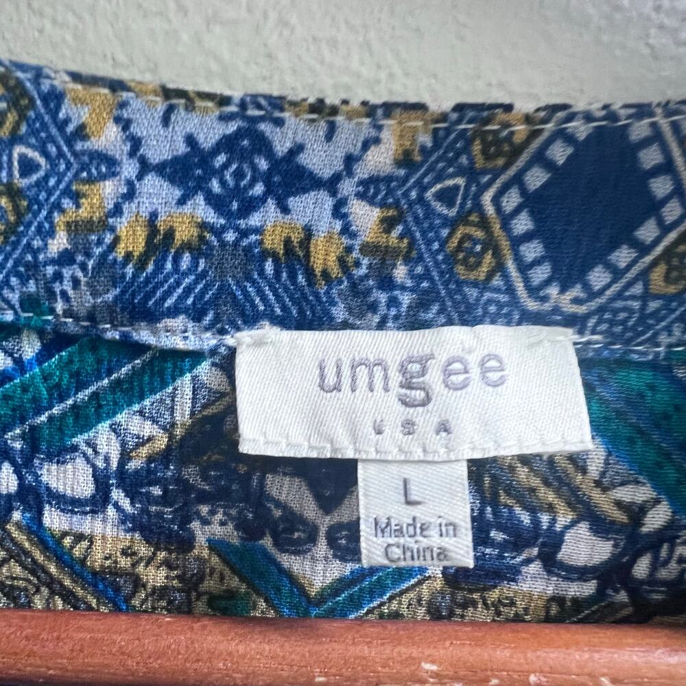 UMGEE Multicolor Floral Mixed Print Boho Ruffles Sleeve Top Women's Size Large - Picture 8 of 9